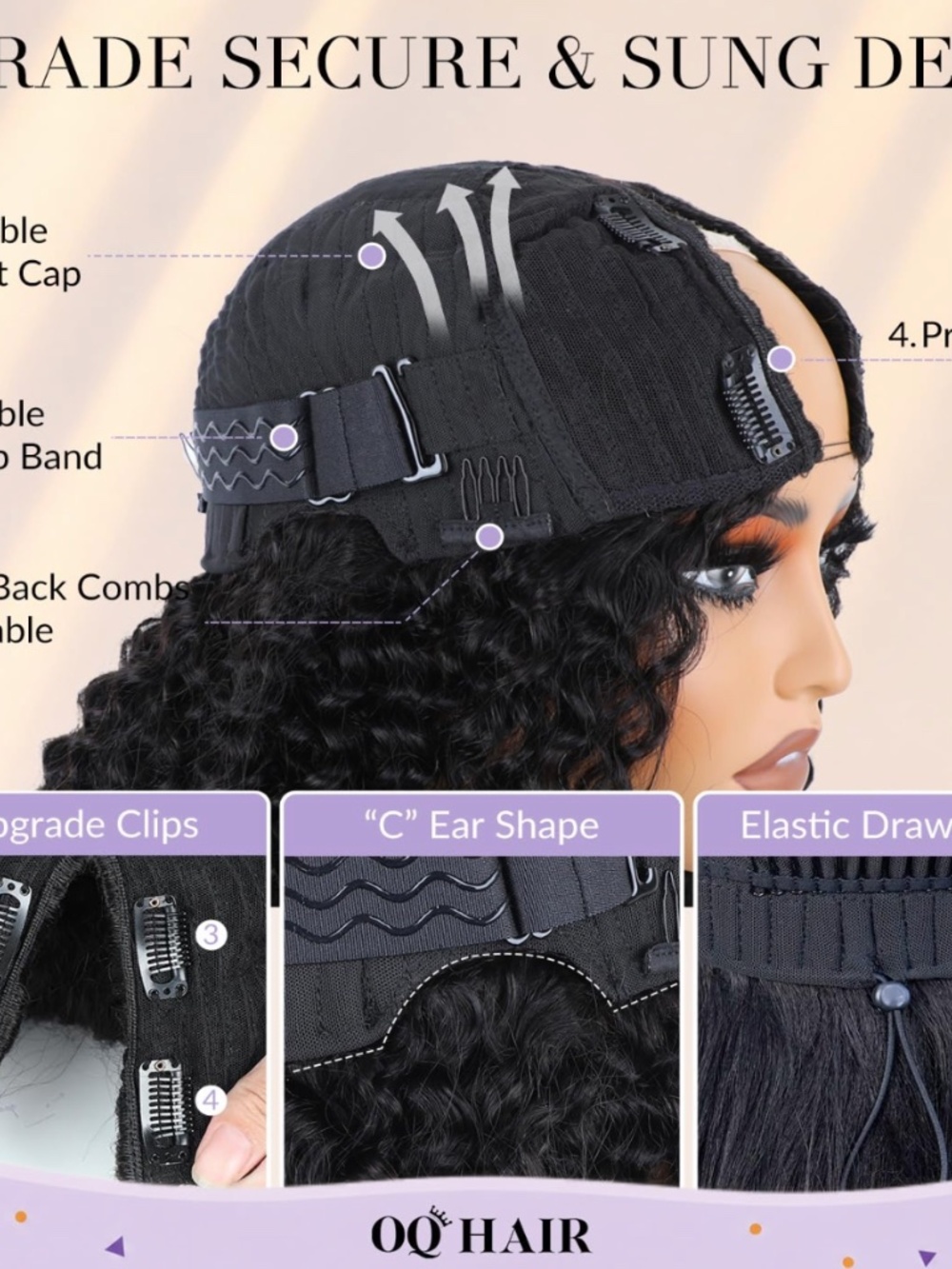 NIB 20" Human Hair Kinky-Curly V-Wig - Picture 5 of 12